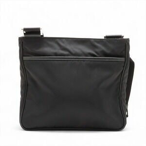 Prada shoulder bag leather black Tessuto nylon